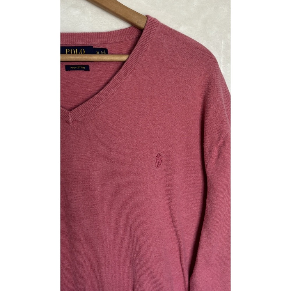 Polo‎ Ralph Lauren Pima Cotton V Neck Sweater Men's XL Pink